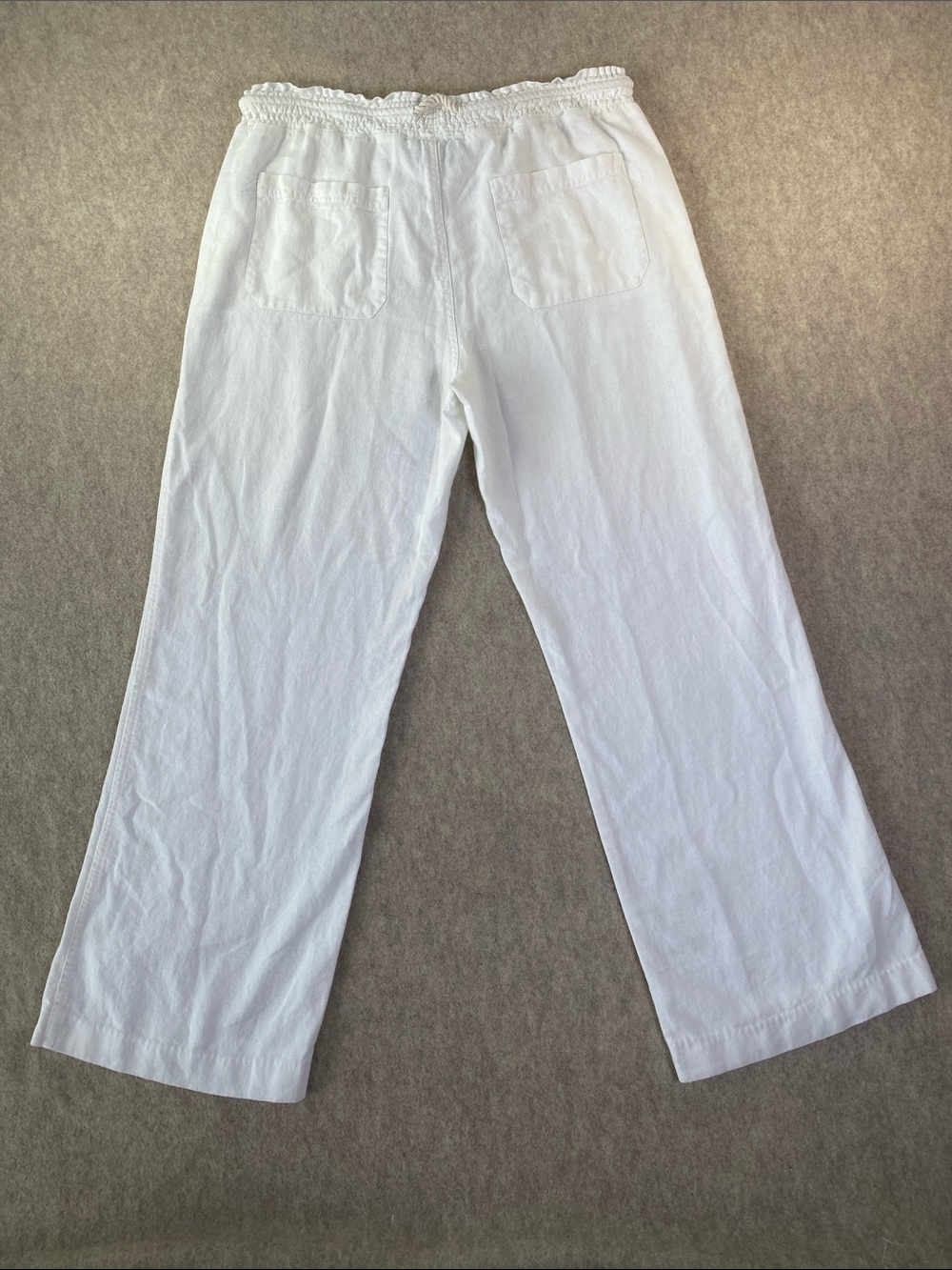 Ci Sono White Linen Blend Drawstring Wide Leg Pants XL Resort - Picture 7 of 10